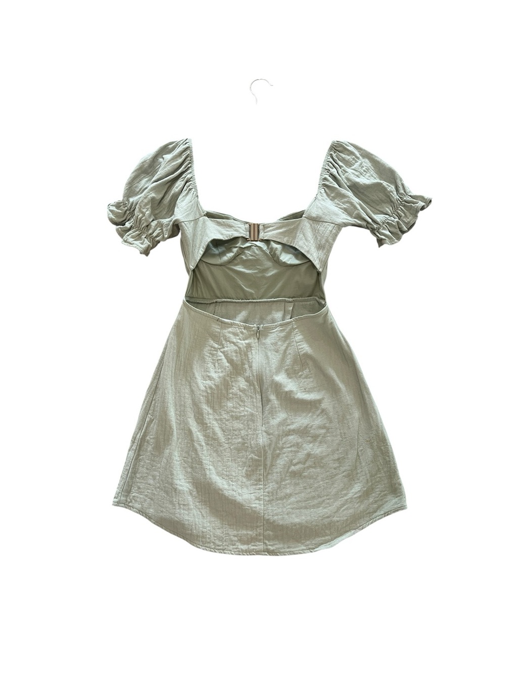 American Threads Norma Jean Mint Square-Neck Whimsical Puff Sleeve Mini Dress-S - Picture 5 of 11
